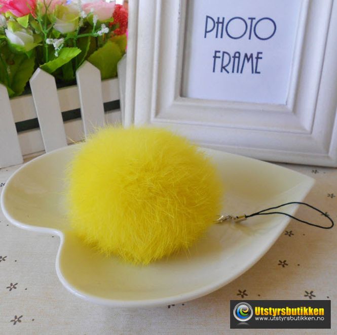 Hovedbilde Fluffy pom pom nøkkelring - flere farger