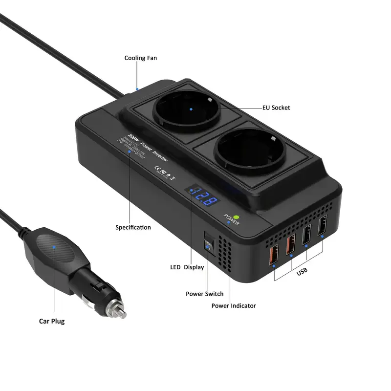 Spenningsomformer/Inverter 12/230 V 200 W
