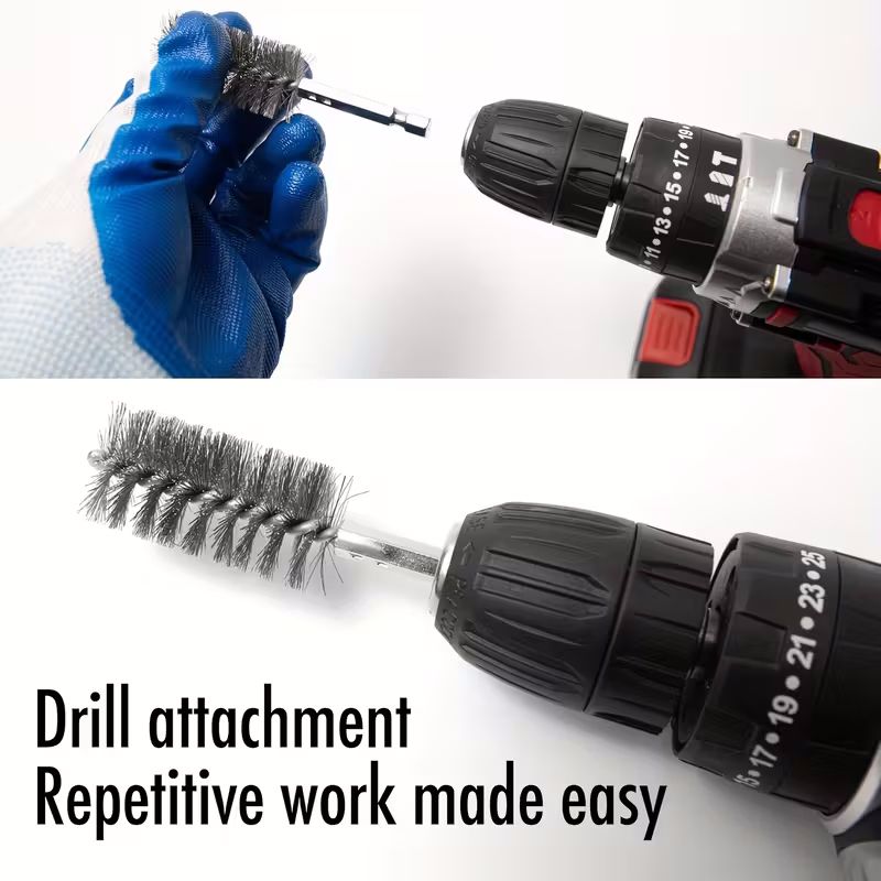 Sett med 6 stk stålbørster for drill